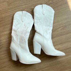 White Tall Cowboy Boots